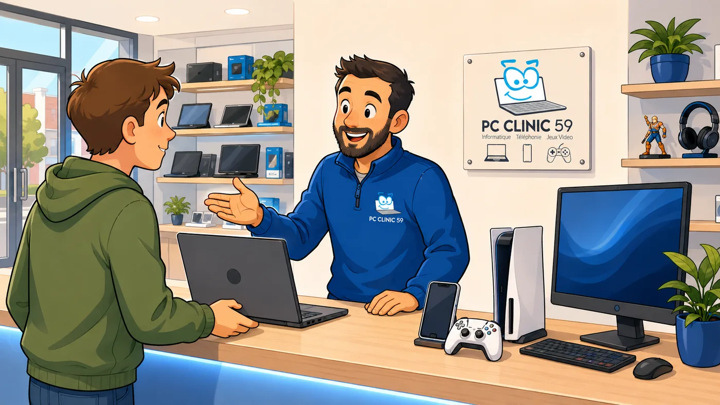 Illustratie: Computer, smartphone en console laten herstellen